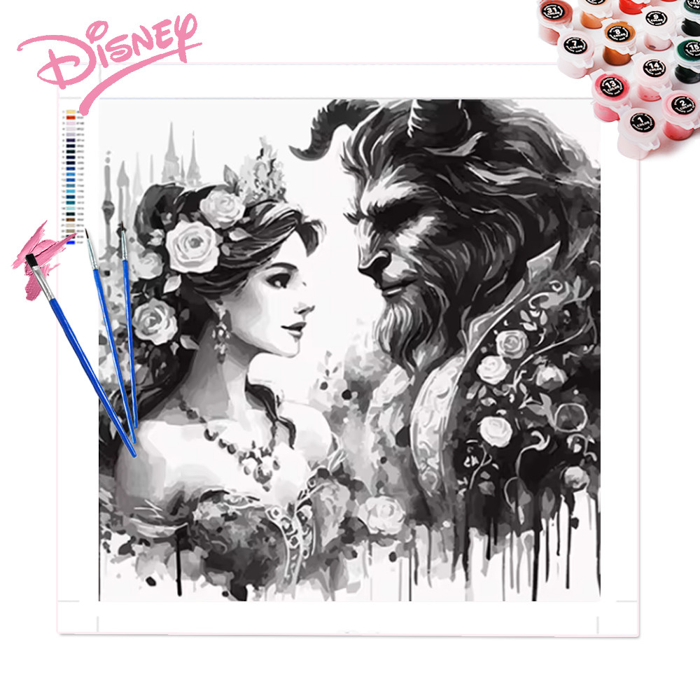 

Disney Oil Painting By Numbers Beauty And The Beast Drawing By Numbers Cartoon On Canvas Princess Belle Wall Art