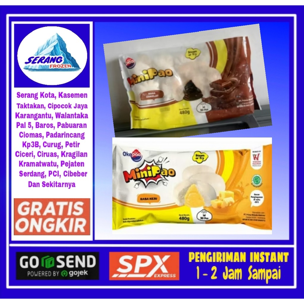 

Bakpao,Oke Pao Coklat, Keju & Daging Ayam 480g, mini Pao,bakpao mini, Serang Frozen