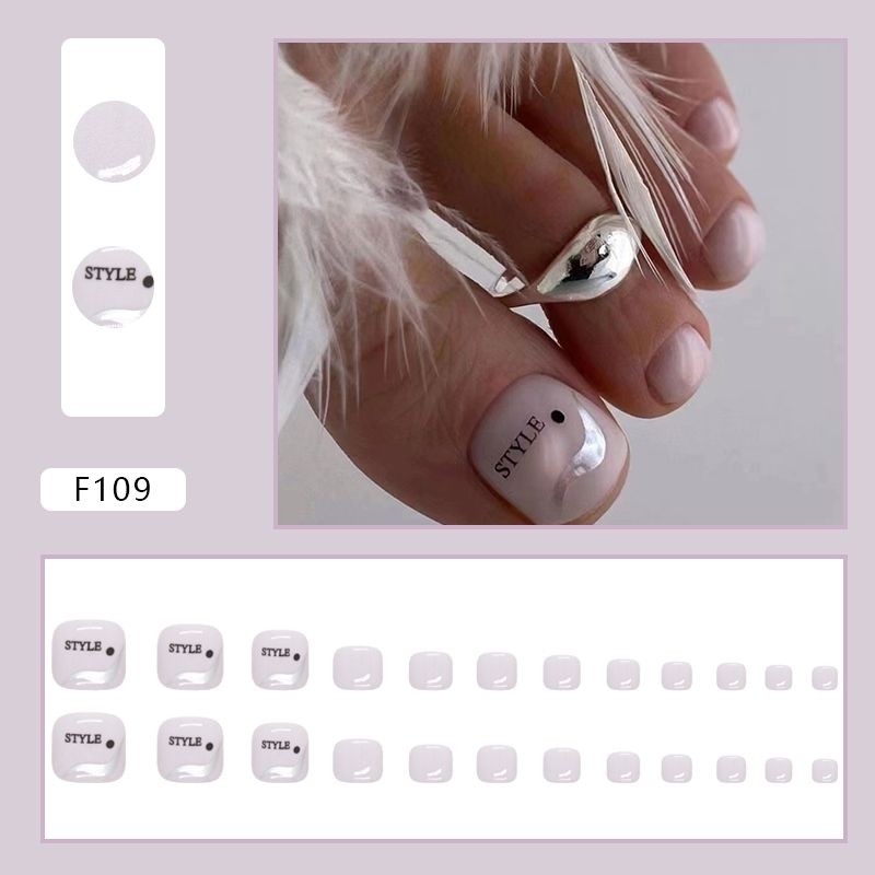 F109 - Kuku Cantik 24pcs set Kuku Palsu Fake Nails Box Free lem cair / lem jelly tahan air Kuku Pals