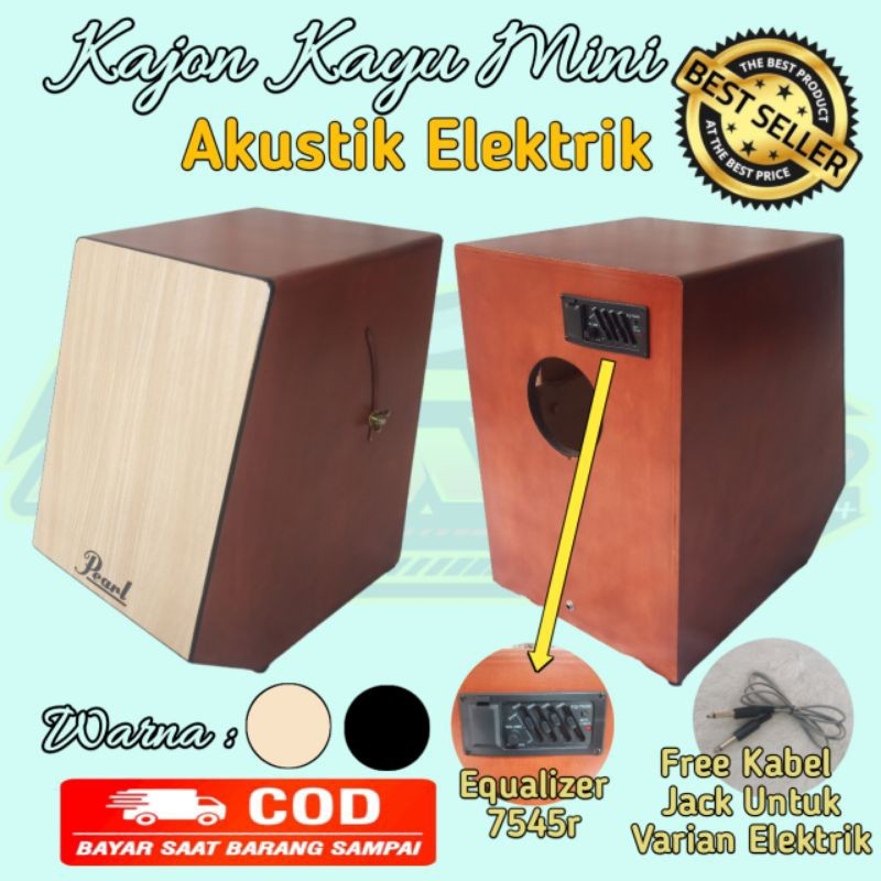 ORANSHOP Kajon Mini Akustik Elektrik Bahan Kayu Mahogani Free Packing Buble Wrap