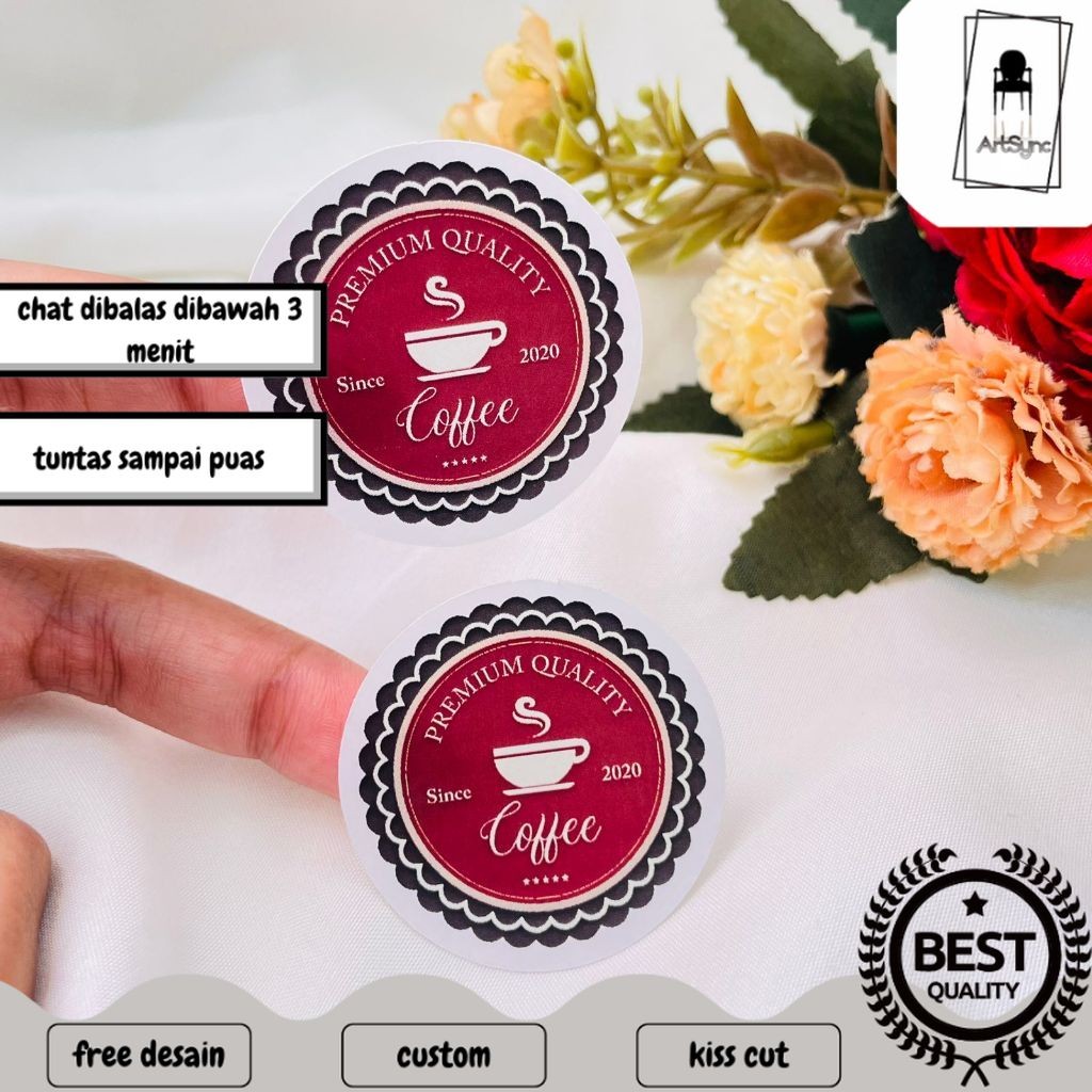 

Syncart 5-8 Stiker Label Minuman Coffee Sticker Tema Coffe Bulat Chromo Free Desain Kopi Uk.Sedang