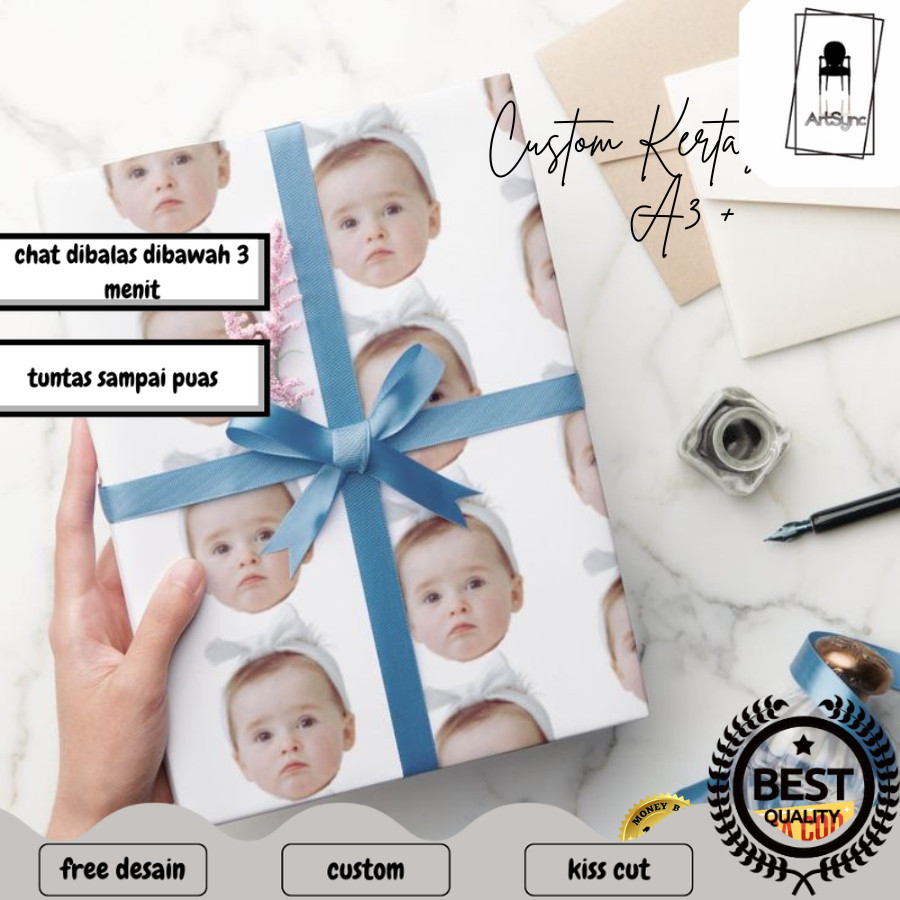 

Syncart Kertas Kado Custom Desain Muka Wajah Aesthetic Bisa Tambah Tulisan Wrapping Papper Hadiah