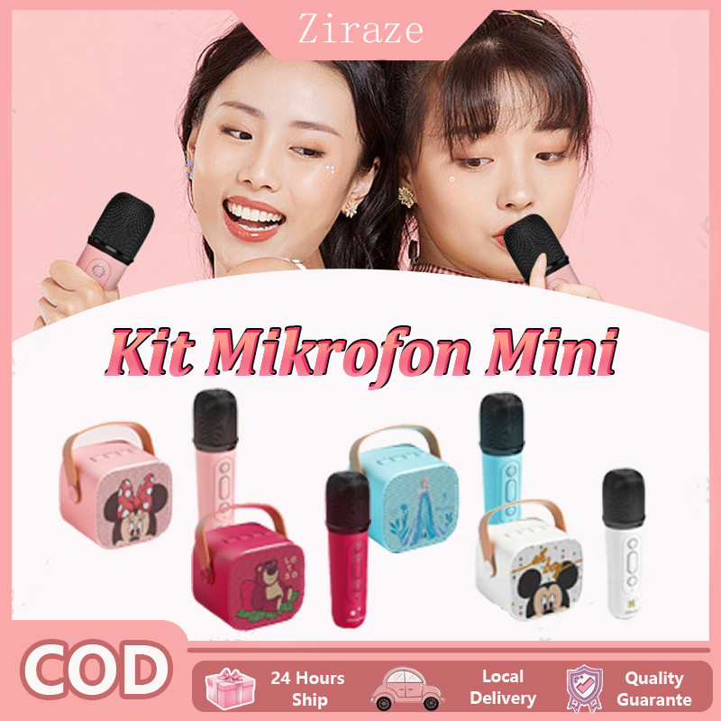 Bluetooth Wireless Speaker Mini Karaoke Machine / Mesin Bernyanyi Mini Dengan Mikrofon / Mikrofon & 