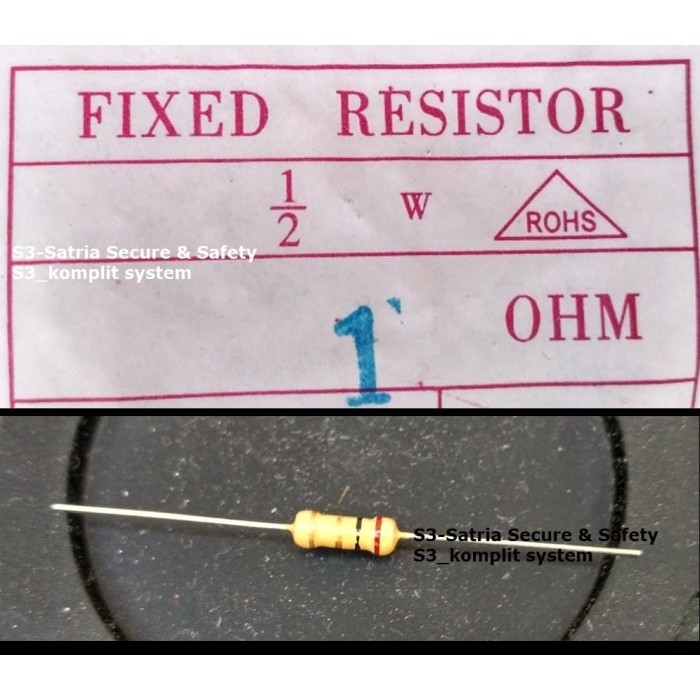 Resistor 1/2w 1 OHM R setengah 0.5W ½ 0,5 w R1/2 1ohm