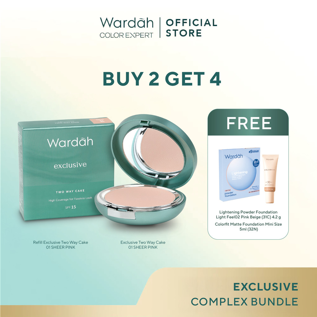 [BUY 2 GET 4] WARDAH Exclusive Two Way Cake & Refill FREE Colorfit Matte Foundation 32N Neutral Beig