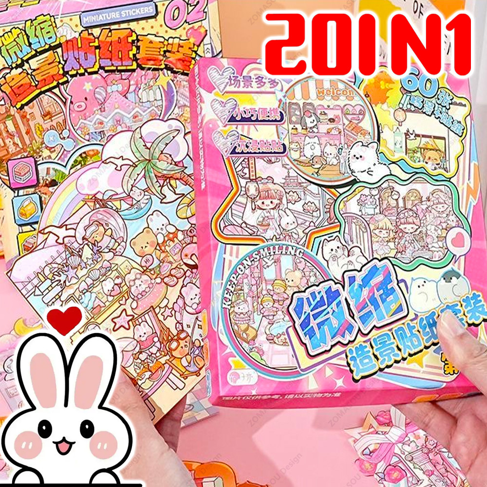 

2025New! 20IN1 Fun Diy 3D Landscape Sticker Book 2.5d Cabin Scene Stickers Pocket Festival Gift for Adult Kid Child