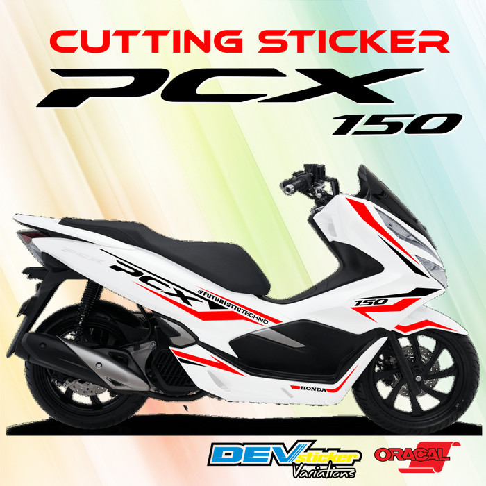 VARIASI STICKER HONDA PCX. (PUTIH) - Merah