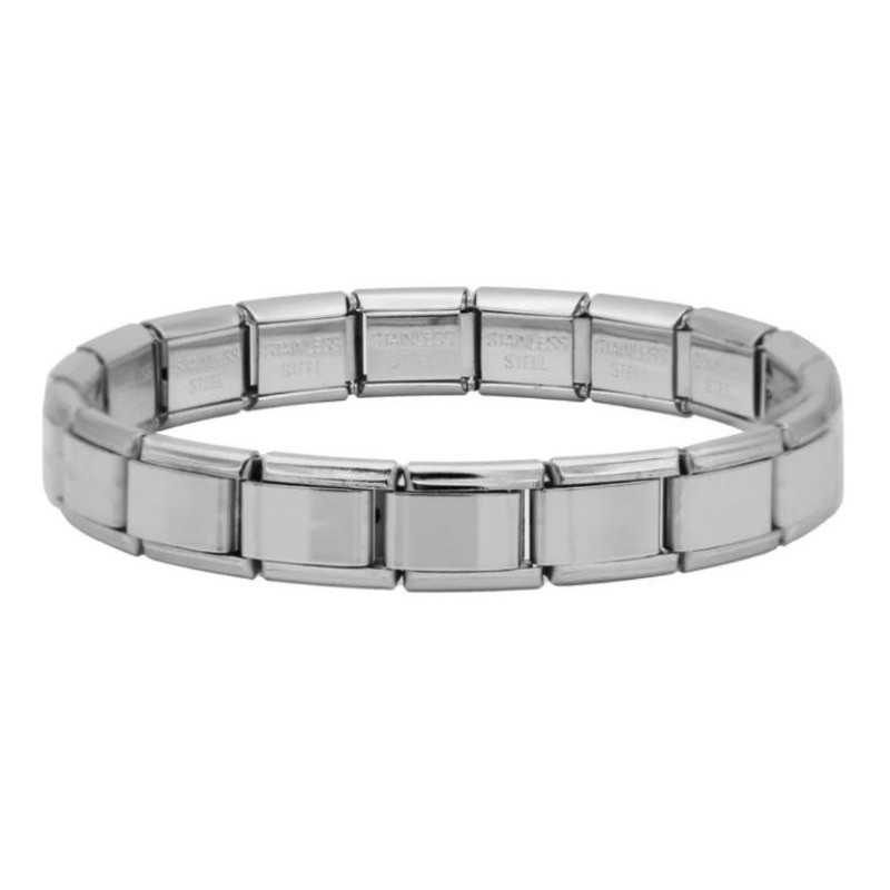 [HOT SALE] Gelang Rantai/ Gelang Tangan Pria Rantai Titanium Stainless Polos Silver Import Murah All