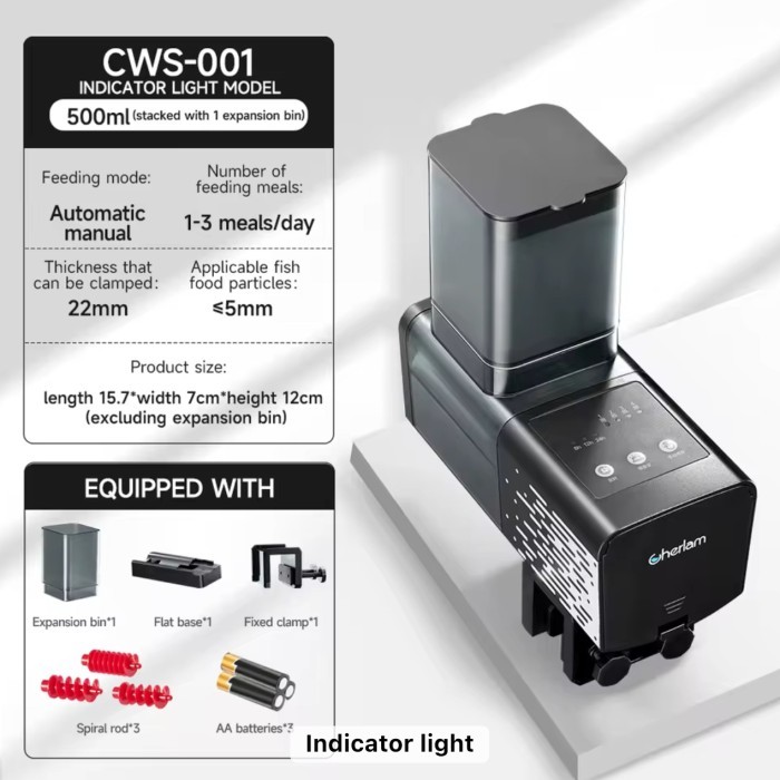 Yee Cherlam Indicator Light Pakan Ikan Otomatis Automatic Fish Feeder Alat Pemberi Makan Ikan Timer 