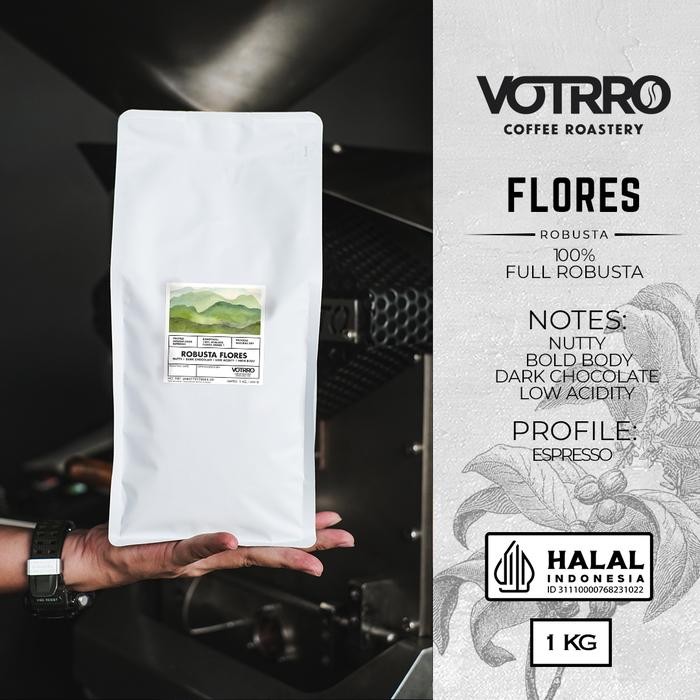 

VOTRRO Biji Kopi Bubuk 100% Full Fine Robusta Flores Roasted - BEST PRICE Coffee Espresso - 1 Kg, Biji Kopi