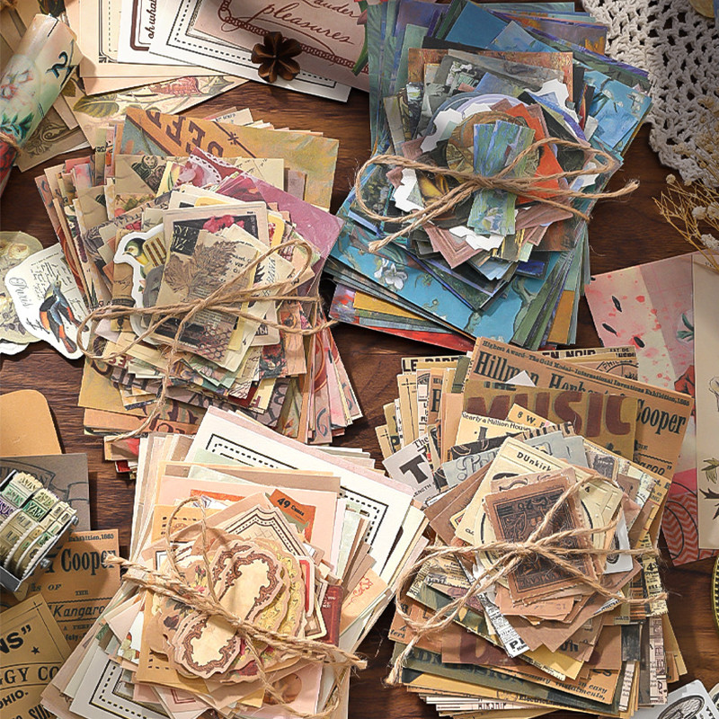 Mr. Paper 4Style 100Pcs/bag Old Time Memory Series Material Paper Vintage Literary Handbook Material