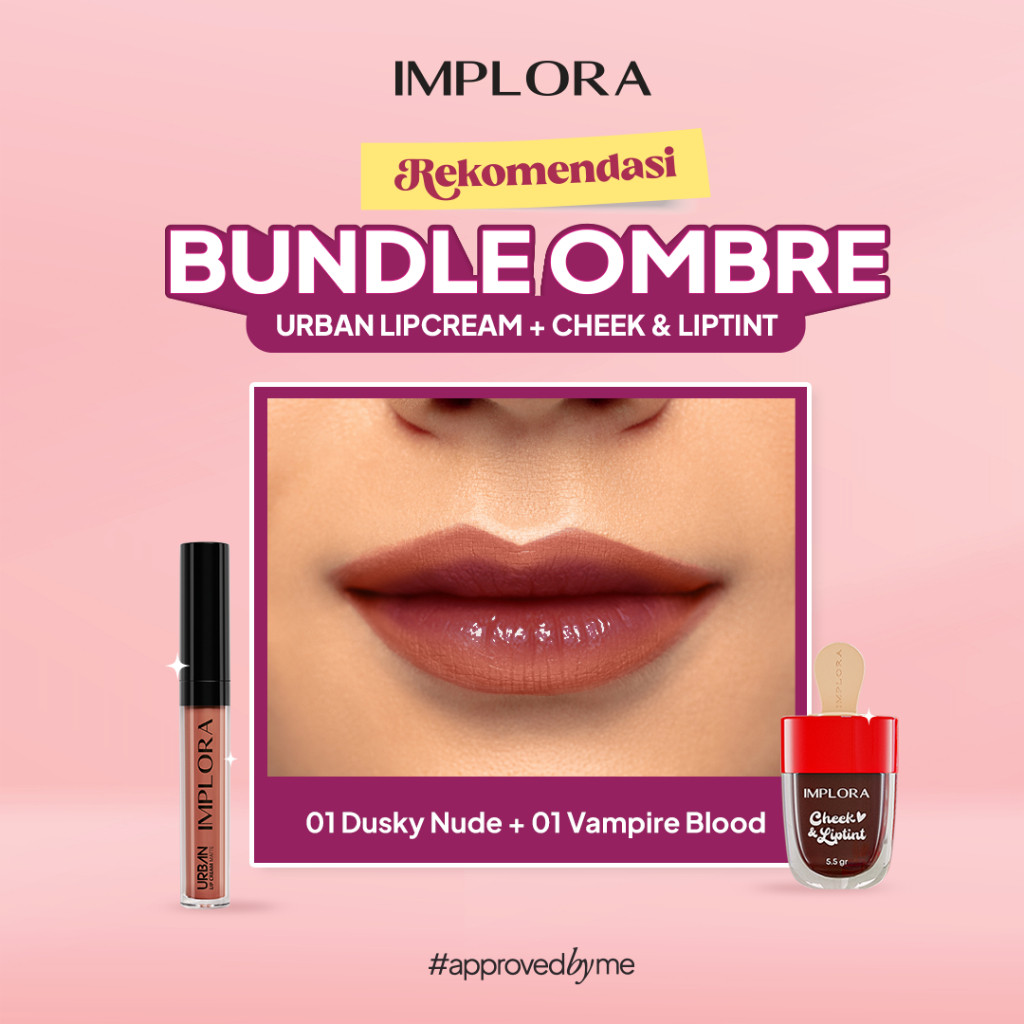 Paket Lipcream & Liptint Implora – Urban Lip Cream + Liptint Ombre Bibir Cantik