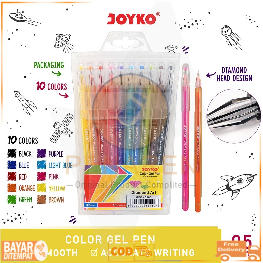 

PULPEN WARNA WARNI JOYKO DIAMOND ART [GPC-310S / 10 WARNA] /JOYKO COLOR PEN [0.5MM / 1 PAK] / PULPEN 1 PACK GEL / PULPEN WARNA / PULPEN 1 PACK / PULPEN AESTHETIC KOREA / PULPEN GEL/ PULPEN JOYKO / BOLPOIN 1 PACK / PULPEN JOYKO 1 PAK GEL LANCIP / ALAT