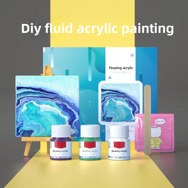

Acrylic Fluid Painting Kit Creative Pouring Set Handmade DIY Material Package Flowing Color Paint 60ml Toy for Drawing