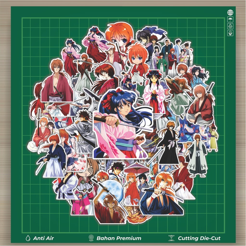 

HOT 50 PCS STIKER Stiker Anime Roruni Kenshin Samurai X Stiker Fashion Cars Decal Dingin Kartu Album Custom Vinyl Anti Air- Sticker Aesthetic Buku Journal Koper Casing HP Tablet Laptop Helm Motor Botol Minum