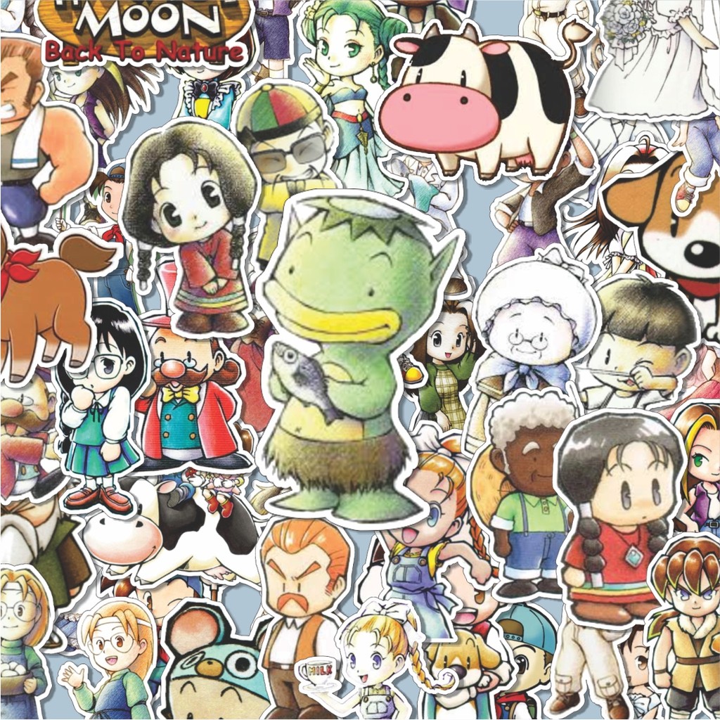 

100PCS Lucu Stiker Game Video Harvest Moon : Back to Nature Stiker Aesthetic Stiker Anti Air Stikers Berperekat Waterproof sticker decal buat Motor Helm Buku Journal Koper Casing HP Laptop Botol Minum Hadiah anak