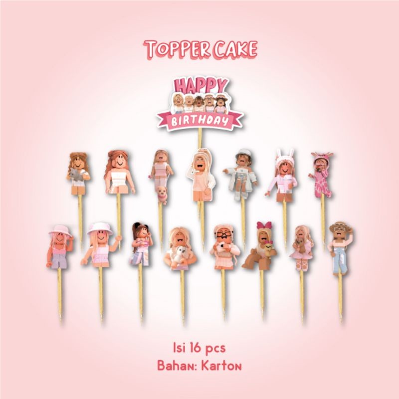 ORiGinAL >> PAKET DEKORASI BIRTHDAY ROBLOX GIRL LENGKAP HIASAN ULTAH ULANG TAHUN BANNER HAPPY BIRTHD