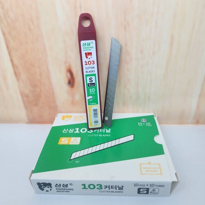 

Isi cutter kecil 9 mm S103 SINSEUNG Cutter Blade 9mm (10 pcs per tube)