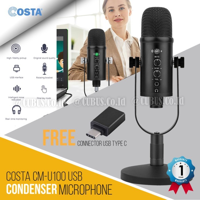 ✨W.H.Sw✨ - BEST SELLER COSTA CM-U100 Microphone USB professional Condenser Podcast,Vocal