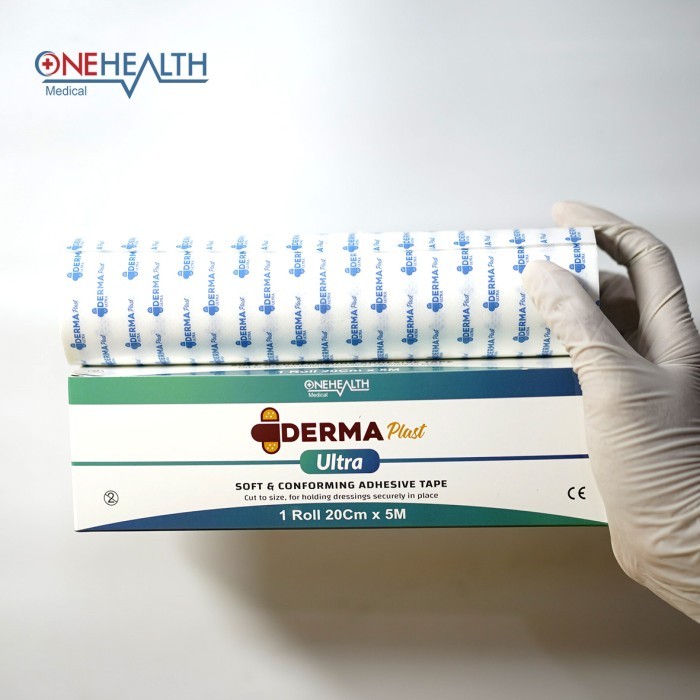 

Onehealth Dermaplast Ultra Soft & Conforming Adhesive Tape 20cm x 5m per roll / Plester Rawat Luka Rekat Mendekati Hypafix