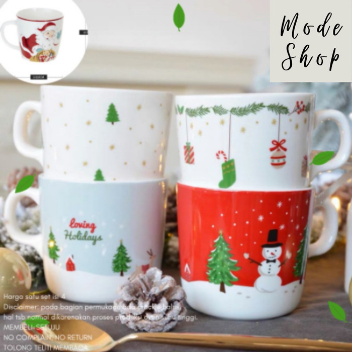 

Christmas Gift Set Mug 4pcs / Set Gelas Natal Santa 4 Pcs Keramik Lux - motif B //26