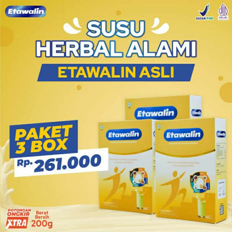 

( 3 BOX) Etawalin Susu Kambing Etawa Bahan Herbal Alami Ampuh Atasi Maslah Rematik Isi 200 Gram Asli 100% Original