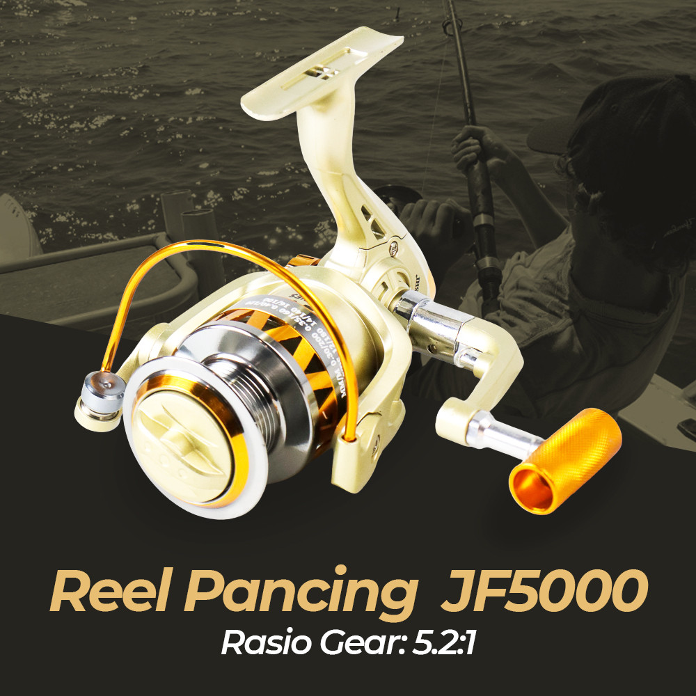YUMOSHI Reel Spinning Gulungan Pancing Power handle Bahan Besi 12 Ball Bearing Rasio 5.2:1