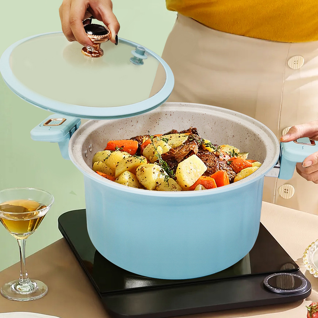 Blue Medical Stone Micro Pressure Cooker Roman Pot Exquisite Enamel