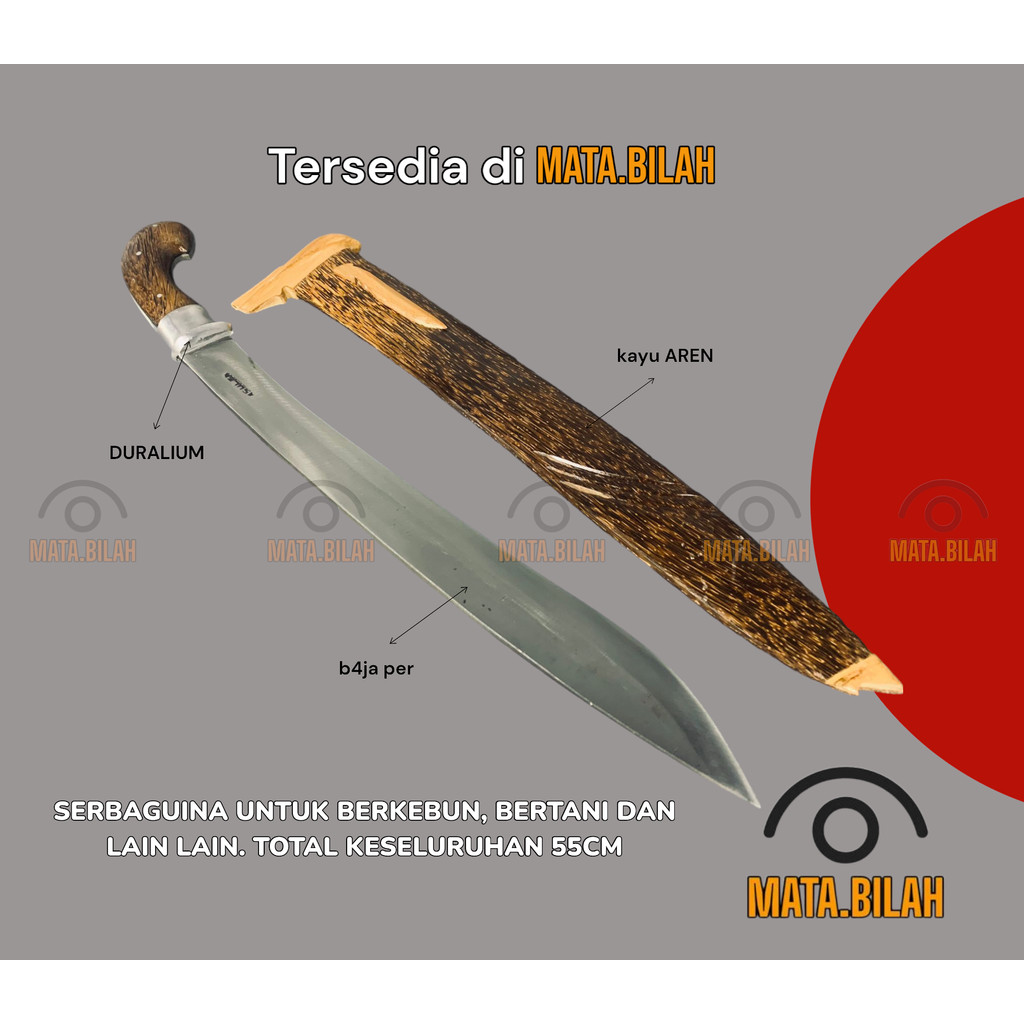 peralatan kebun golok kebun MB Golok Baja Asli Super Tajam / Golok Tebas Bambu Kayu Keras Panjang 55