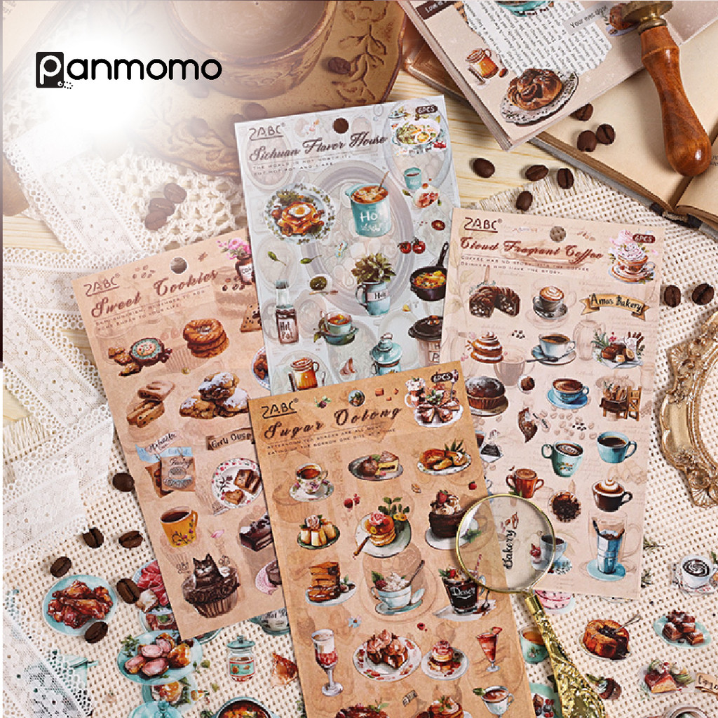 

Panmomo Sticker Aesthetic Vintage Stiker Coffee House