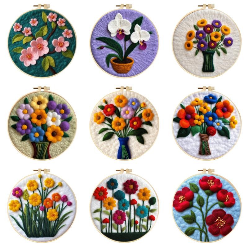 

RUOPOTY 1 Pack Needle Felt Starter Set Wool Painting Flowers Set Includes Wool Bag Felting Needles Foam Pad Felt Cloth Diy Gift