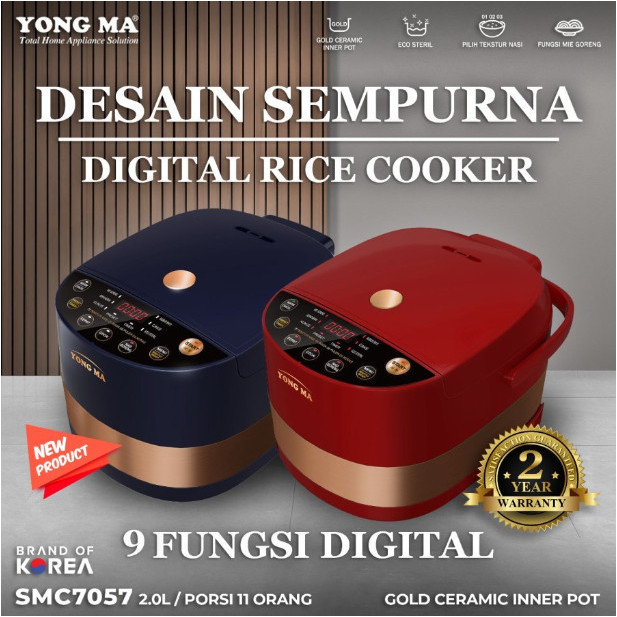 YONG MA Digital Rice Cooker 2L Gold Ceramic Magic Com YONGMA SMC 7057