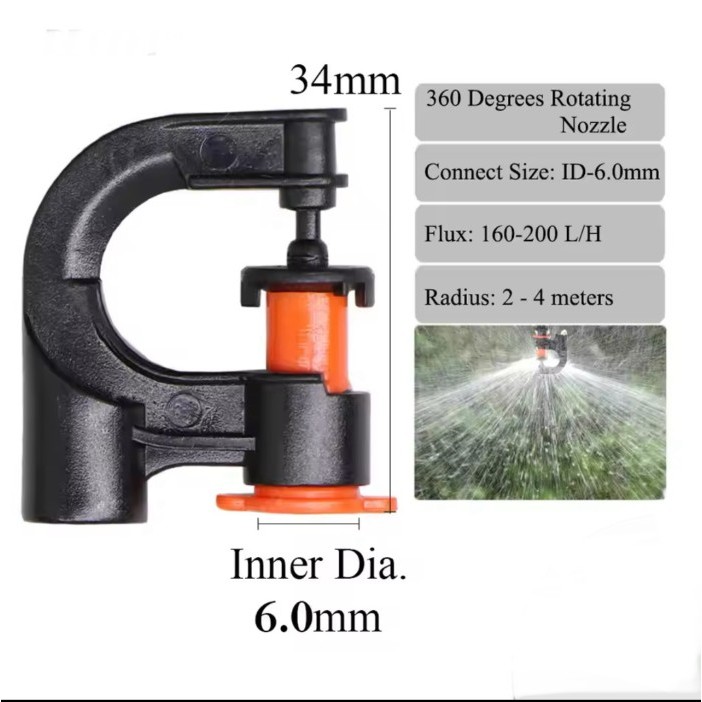 Micro Sprinkler Rotating Refraction 360 Derajat Nozzle Spray Mini Spray