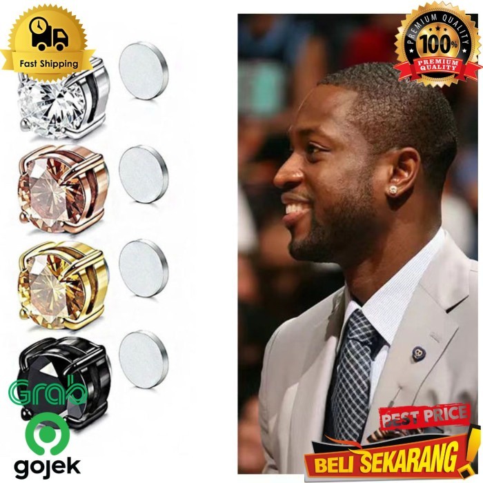 Anting magnet kristal berlian kristal / anting pria titanium asli , / anting pria / anting magnet pr