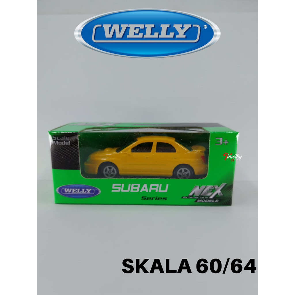 Diecast Welly Nex Skala 60 Pagani Subaru Impressa Kuning