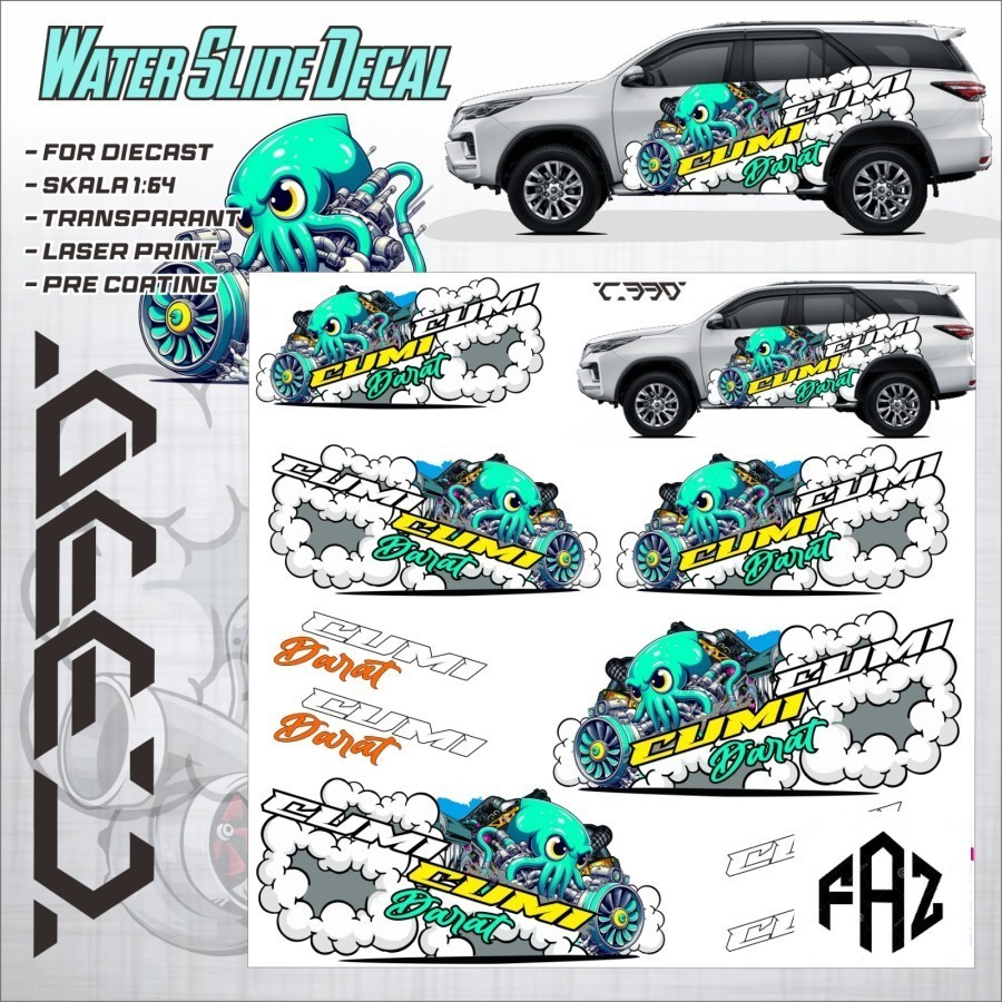 Decal Cumi Darat2 Diecast Hotwheels universal Stiker Cumi Darat2