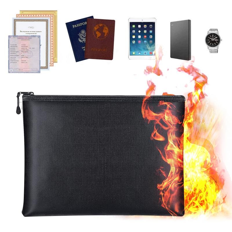 

Portable Fireproof Waterproof Document Envelope File Folder Cash Pouch Fireproof Money Bag Safe Bag for Home Office S/M/L