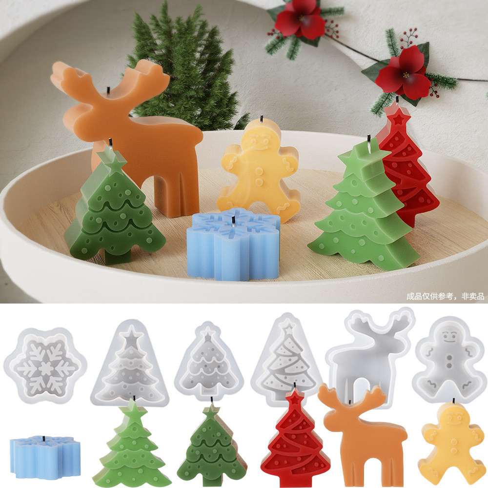 

Snowflake Silicone Candle Mold Christmas Tree Aromatherapy Candle Handmade Candle Mould Gift Christmas Decoration ﻿