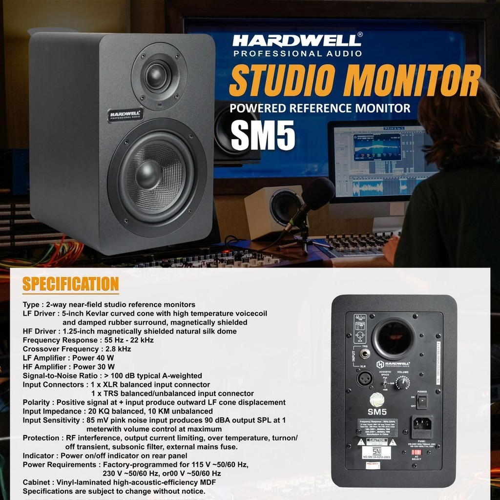 Hardwell Studio Monitor SM5 / SM 5 monitor speaker Original