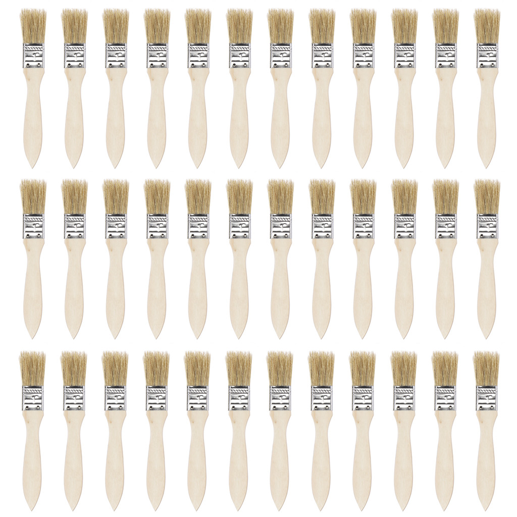 

36Pcs 1 Inch Paint Brush Natural Bristle Flat Edge with Wood Handle Wall Treatment Tool for Paint, Varnishes, Glues
