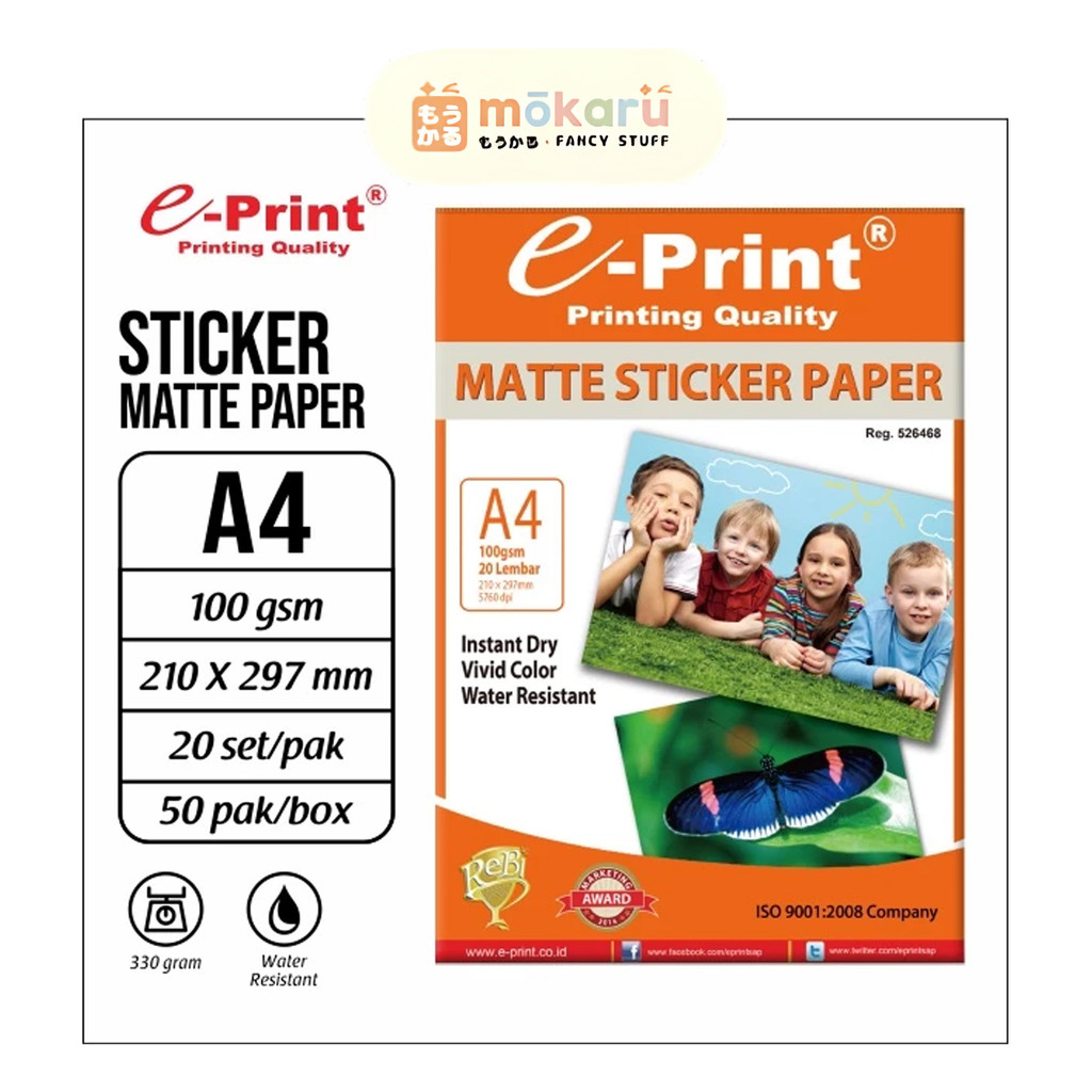 

E-Print Eprint Sticker Matte A4 100gsm/gr 20 Lembar/Sheets / Kertas Print Stiker Murah Berkualitas