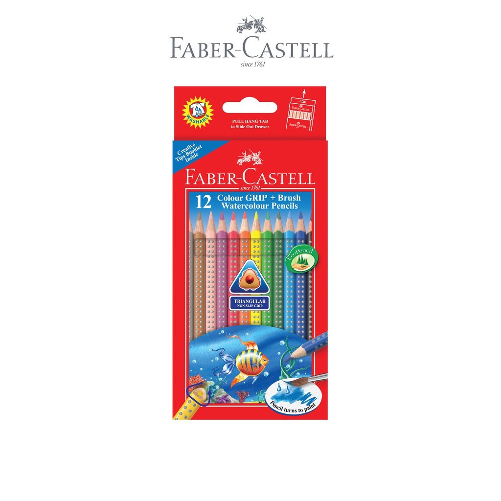 

Faber-Castell Pensil Warna Cat Air Colour Grip Watercolour Pencils 12 Panjang