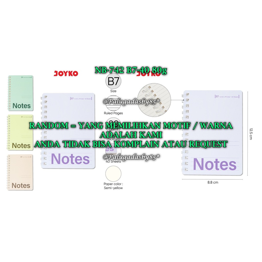 

(1 Biji) GROSIR Spiral Book JOYKO NB-742 B7-40-80g / Diary Agenda Buku Catatan Bergaris Joyko NB-742