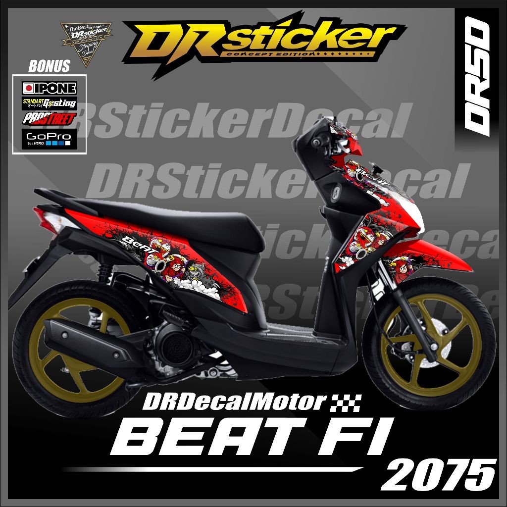 Stiker Motor Decal Motor Honda Beat Fi Lama Tahun 2013 2015 Motif Doraemon zombie