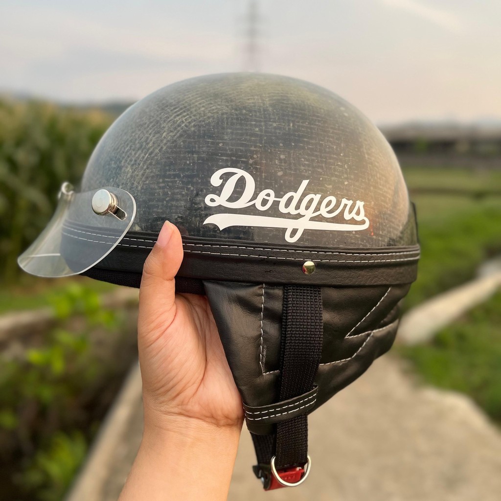 Helm Chip Classic Motif Carbon dan Raw Include Pet Vintage Busa Leher