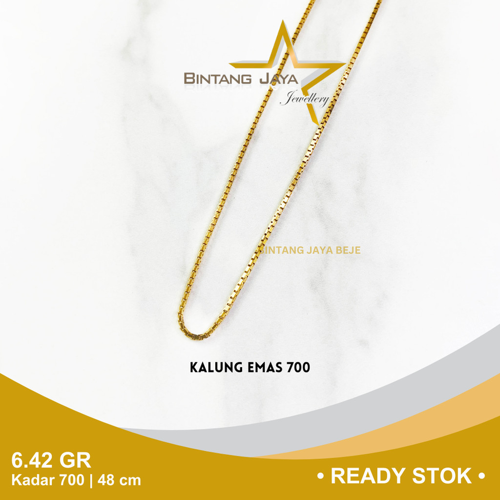 Kalung Emas Kadar 700 Panjang 48 CM Berat 6.42 gr gram Model Rantai It4ly Kait Per Kalung Perhiasan 