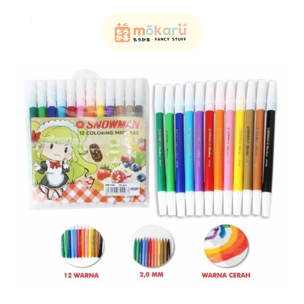 

Snowman Spidol Kecil 12 Warna Dijual Per Set SNOWMAN PW-12A