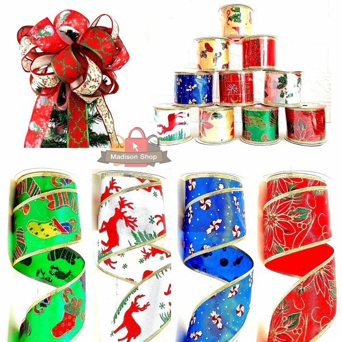 

Pita Rol Motif Natal Kado Dekorasi Pohon Natal Murah Parcel Natal - PP 566 BIRU