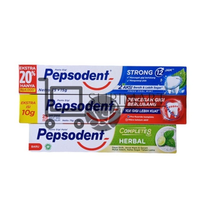 PEPSODENT Pasta Gigi White 75gr / Pasta Gigi PEPSODENT Strong 75gr / Pasta Gigi PEPSODENT Herbal 75g
