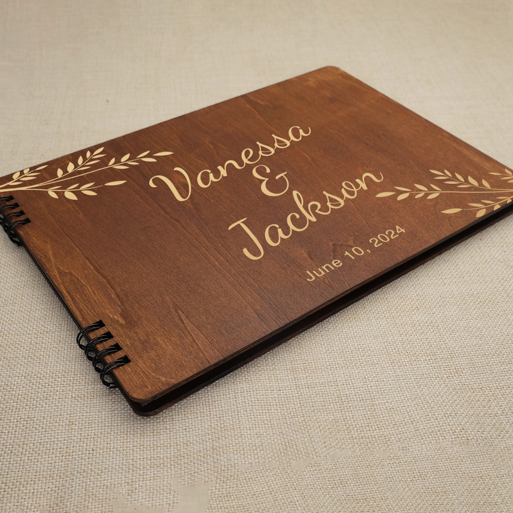 

Wooden Wedding Guest Book - Personalized Laser Engraved, Perfect for Photos and Heartfelt Messages, Photobooth, Photo Album